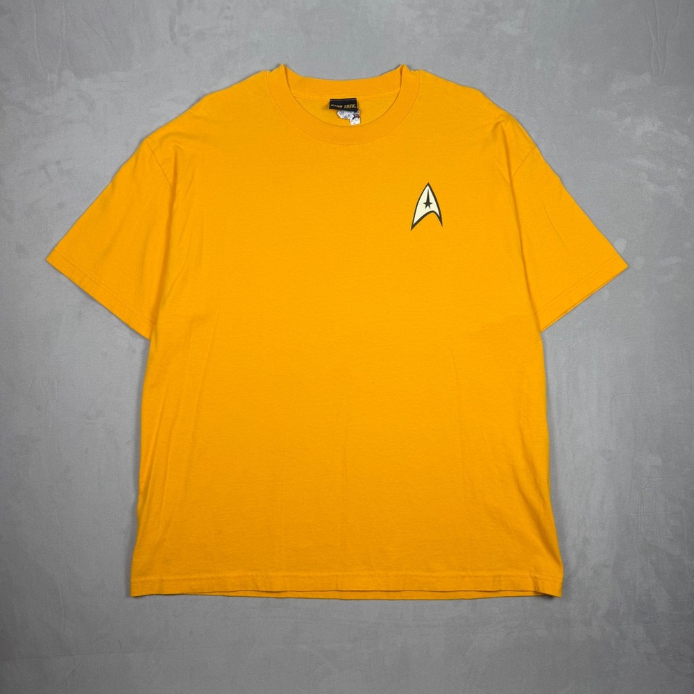 90s Mens Star Trek Starfleet Insignia Command Gold Graphic T-Shirt XL